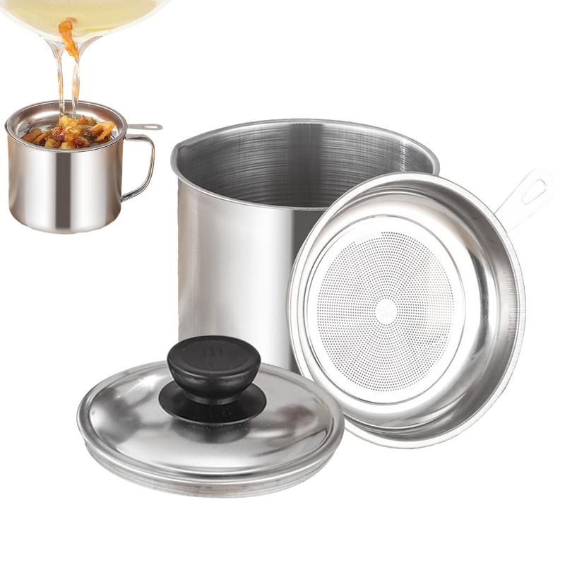 Home Cooking Oil Filter - Roestvrijstalen oliefilter Keuken Kookolie Opslagpot Grote