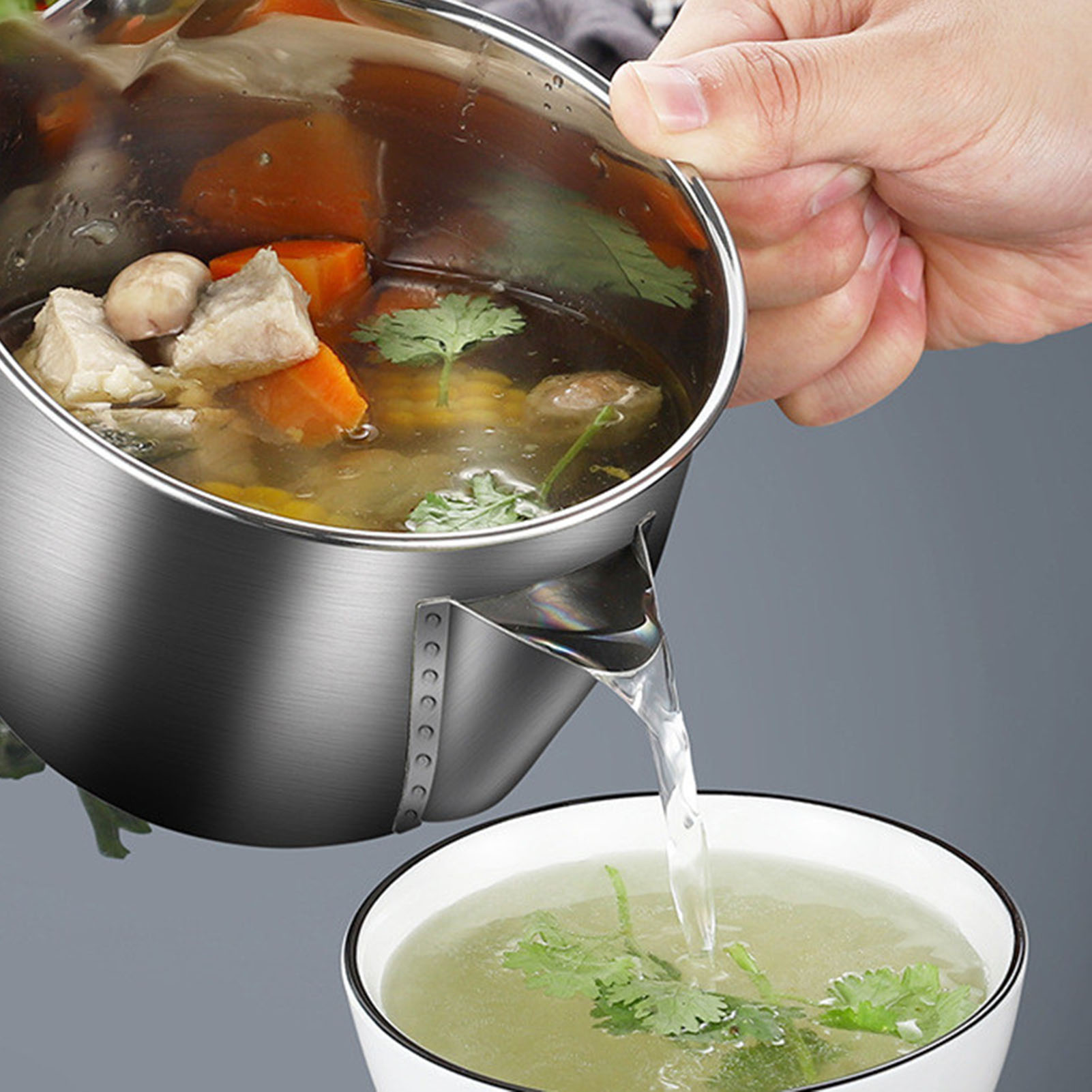 Home Cooking Oil Filter - Roestvrijstalen Soepkom Jusolie Vet Separator Pot