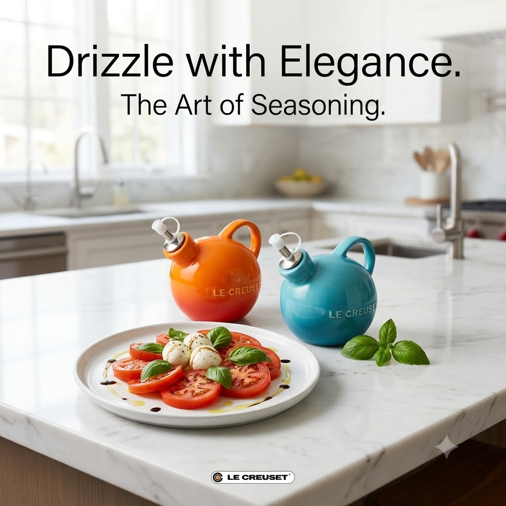 Home Cooking Oil - Le Creuset 2-delige keramische olijfolie- en