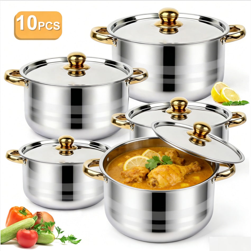 Home Cooking Set - RVS Pannenset Modern Luxe Kookgerei Stockpot