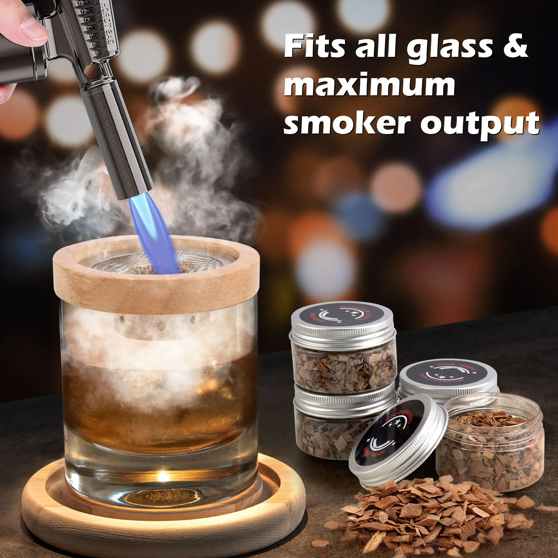 Smoker Box Wood Chip - Cocktail Roker Set Bar Houten Gerookte