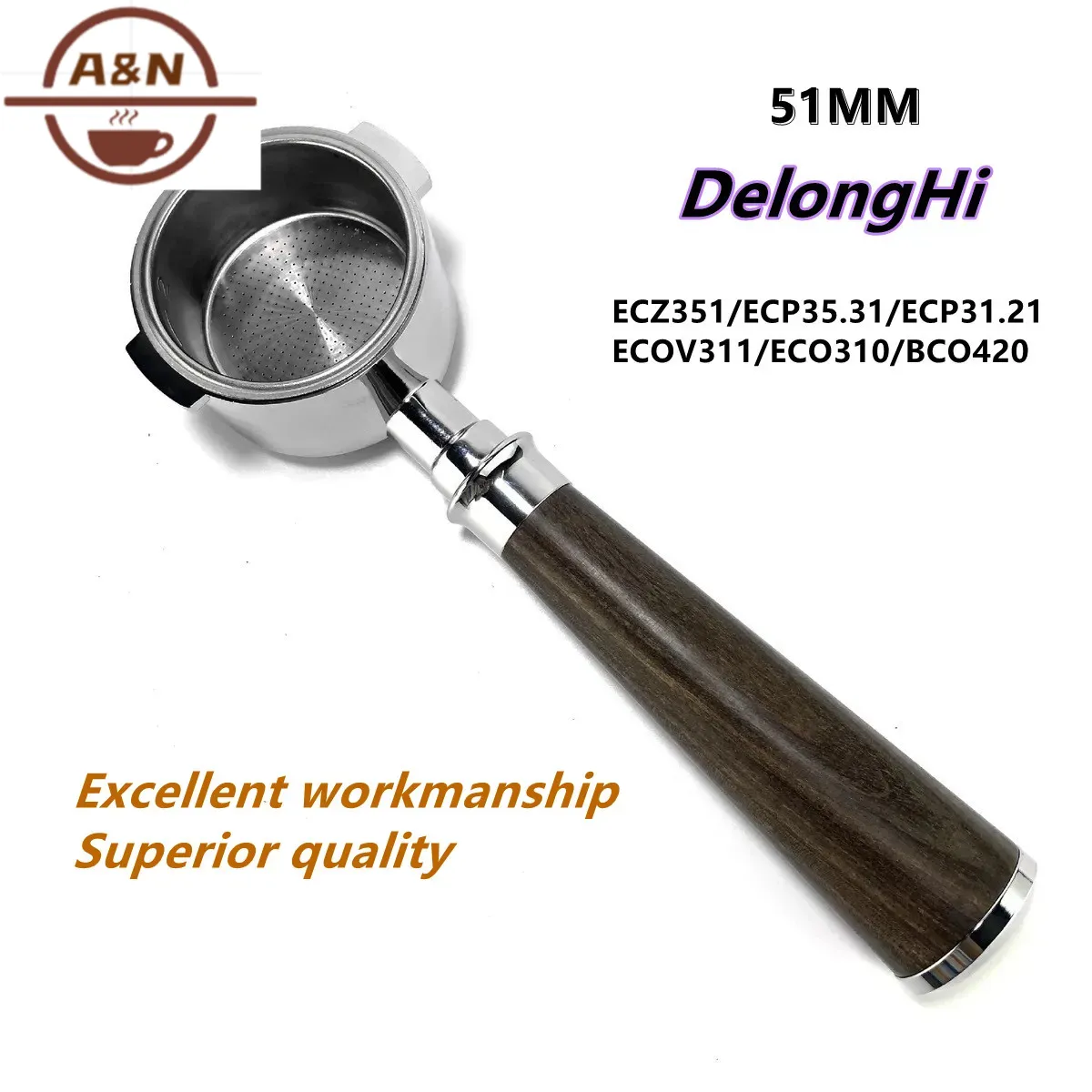 Delonghi Espresso Ecp3420 - 51 mm 304 roestvrijstalen bodemloze koffiefilterhouder
