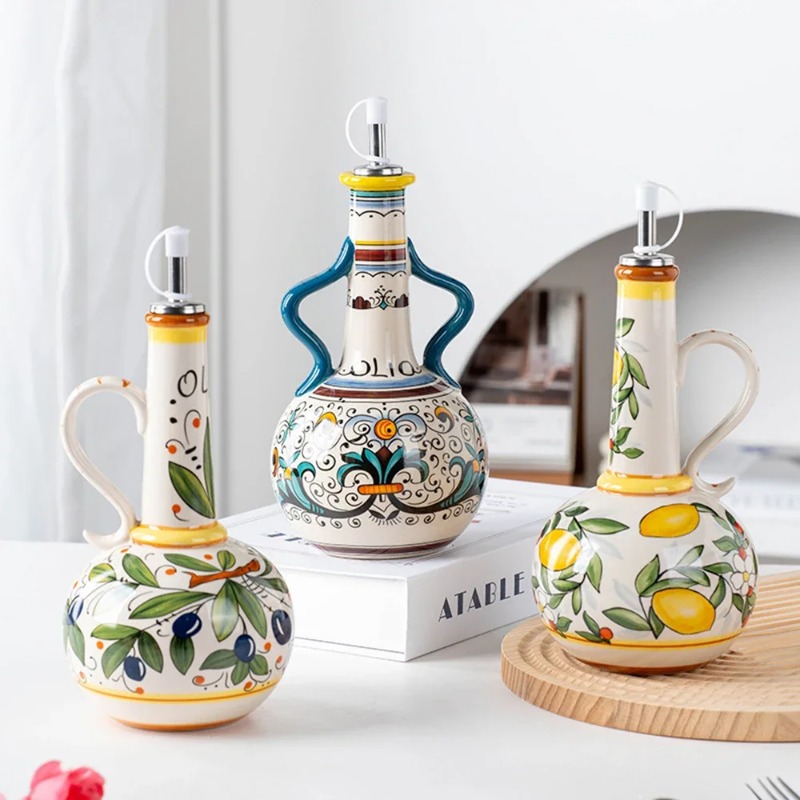 Home Cooking Oil - Keramische oliefles, sojasausfles, kruidenpot, keukenartikelen, Noorse