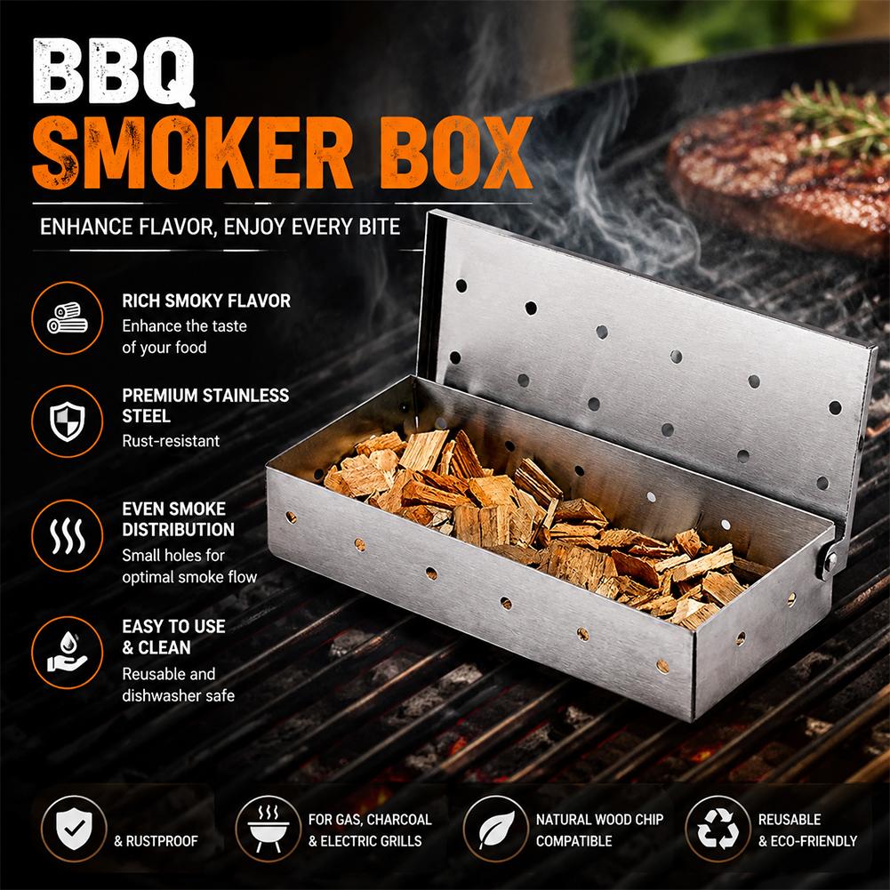 Roestvrijstalen BBQ-rokerbak V - Smoker Box Wood Chip recensie en prijs